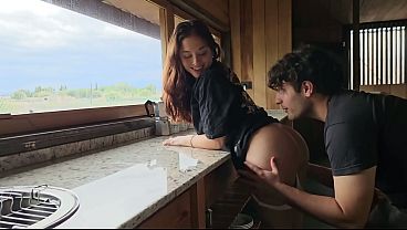Having sex with my lover in the mountains. Deep cumshot