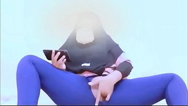 Indonesian hijab girl watching porn while having sex